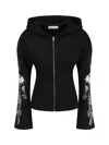 Maccapani Fleeced Cotton Sweatshirt With Floral Patterned Sleeves In Black