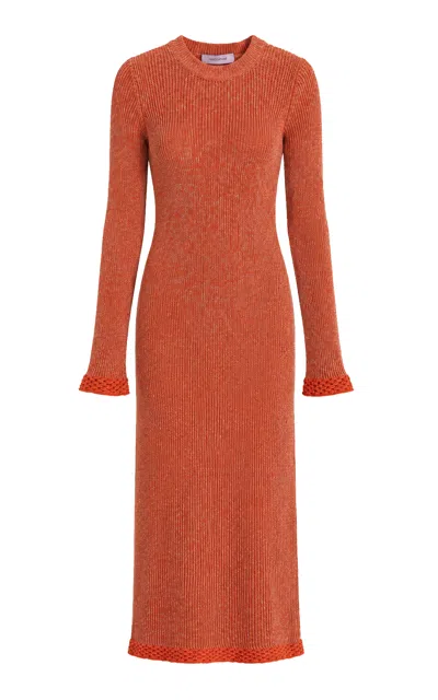 Maccapani Sara Cotton-blend Midi Dress In Orange