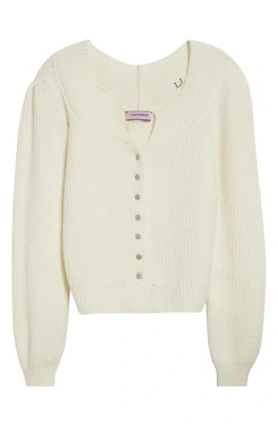 Maccapani The Alpine Wool Rib Cardigan In Off White