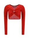Maccapani Long Sleeved Knitted Angela Crop Top With Braided Design And