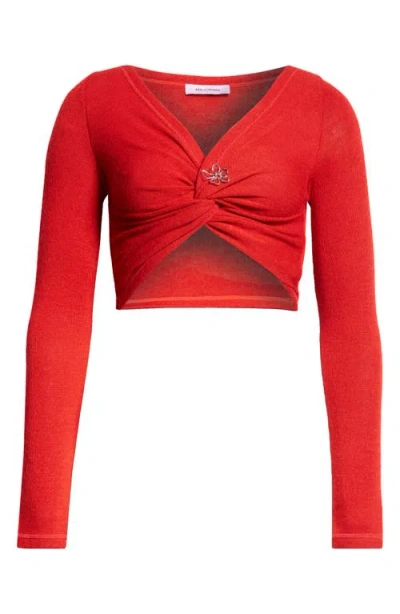 Maccapani The Angela Twist Detail Long Sleeve Crop Top In Red