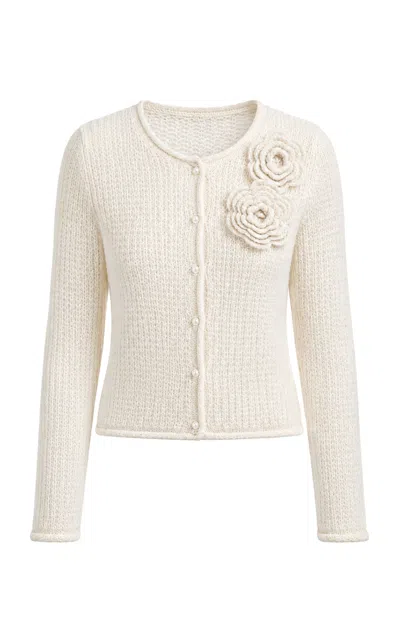 Maccapani Winter Lace Wool Cardigan In White