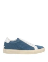 Macchia J Man Sneakers Slate Blue Size 9 Soft Leather, Textile Fibers In Blue