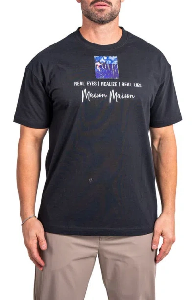 Maceoo Ascension Eyes Appliqué Cotton Graphic T-shirt In Black