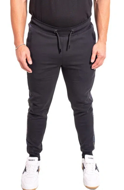Maceoo Ascension Side Stripe Cotton Blend Joggers In Black