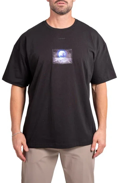 Maceoo Ascension Space Appliqué Cotton Graphic T-shirt In Black