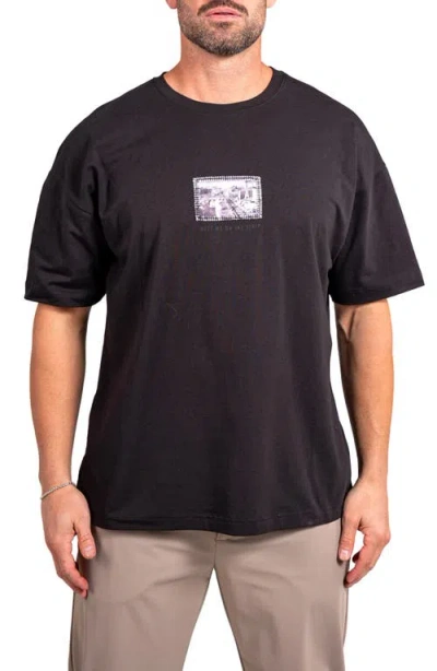 Maceoo Ascension The Strip Appliqué Cotton Graphic T-shirt In Black
