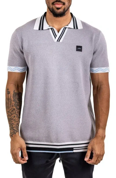 Maceoo Ascension Tipped Knit Polo In Gray
