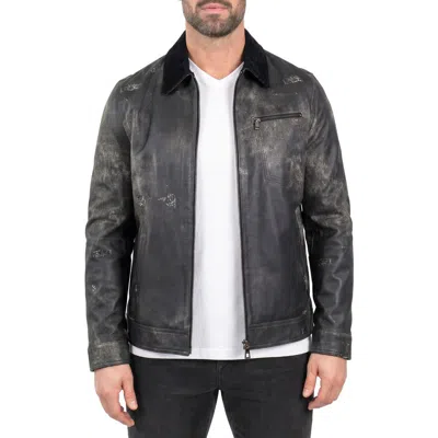 Maceoo Captain Leather Jacket In Blue