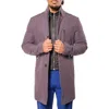 Maceoo Captainbordeaux Blue Wool Blend Car Coat With Quilted Bib In Blue