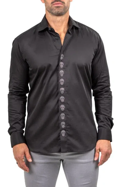 Maceoo Crystal Skull Shirt In Black