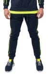 Maceoo Current Blue Side Stripe Joggers In Blue