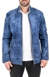 Maceoo Denim Effect Suede Jacket In Blue