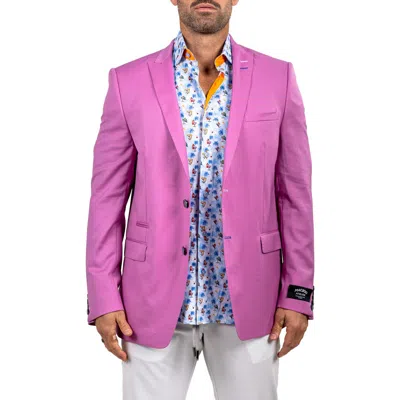 Maceoo Descartes Marthyr028 Purple Virgin Wool Peak Lapel Blazer In Pink