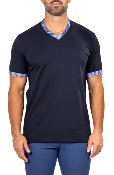 Maceoo Edison Marthyr0003 Blue Cotton V-neck T-shirt