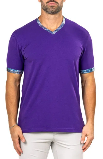 Maceoo Edison Marthyr0006 Purple Cotton V-neck T-shirt