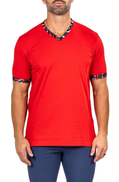 Maceoo Edison Marthyr0007 Red Cotton V-neck T-shirt