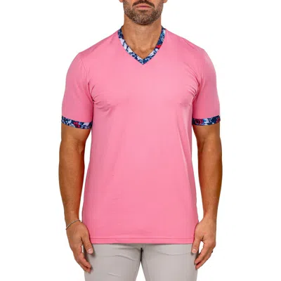 Maceoo Edison Marthyr1101 Pink Cotton V-neck T-shirt