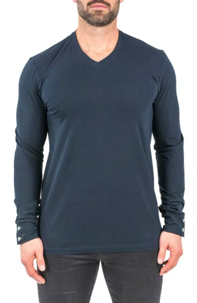 Maceoo Men's Edison Solid Crypt V-neck Shirt In Blue