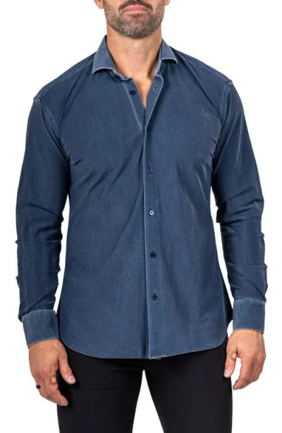 Maceoo Eins Marthy Contemporary Fit Button-up Shirt In Blue