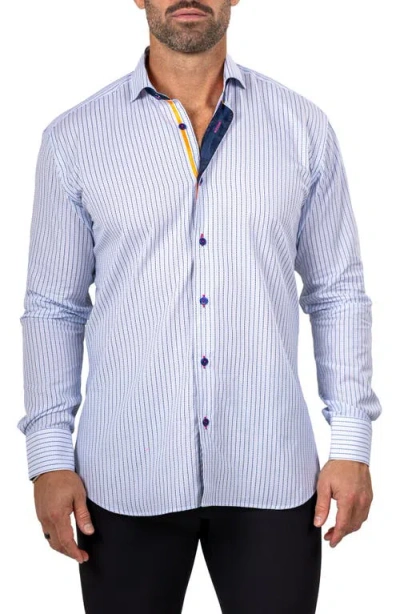 Maceoo Eins Marthy Contemporary Fit Cotton Button-up Shirt In Blue