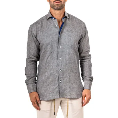 Maceoo Eins Marthy Contemporary Fit Linen Button-up Shirt In Gray