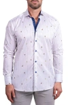 Maceoo Einstein Ascension 0211 Monkey Print Contemporary Fit Button-up Shirt In White