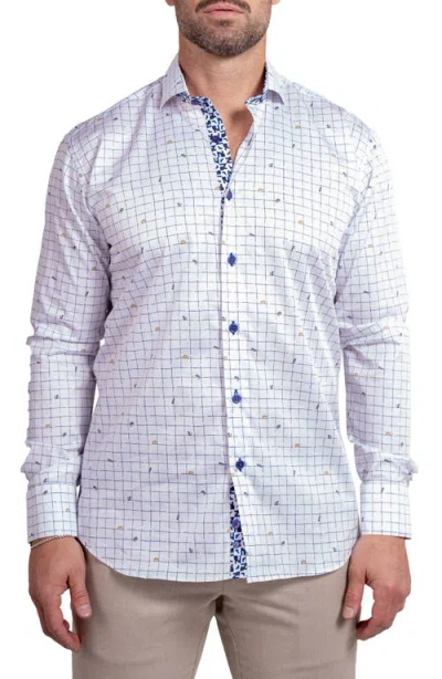 Maceoo Einstein Ascension 0230 Mouse & Cheese Print Contemporary Fit Button-up Shirt In White