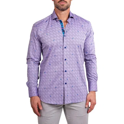 Maceoo Einstein Ascension0057 Purple Patterned Cotton Button-up Shirt