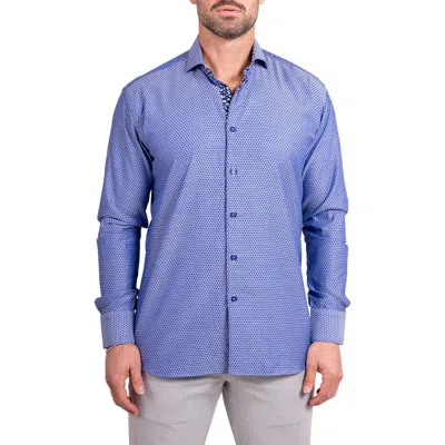 Maceoo Einstein Ascension0059 Geo Print Cotton Button-up Shirt In Blue