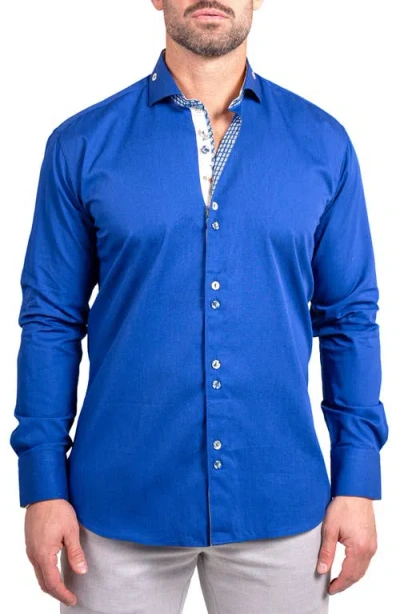Maceoo Einstein Ascension0067 Blue Cotton Button-up Shirt