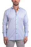 Maceoo Einstein Ascension0078 Blue Tonal Geo Pattern Cotton Button-up Shirt In Blue