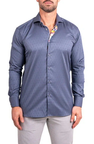 Maceoo Einstein Ascension0080 Grey Geo Floral Cotton Button-up Shirt In Gray