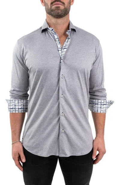 Maceoo Einstein Cotton Knit Button-up Shirt In Grey