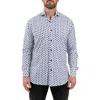 Maceoo Einstein Cuboid Print Stretch Button-up Shirt In White