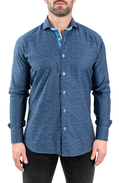 Maceoo Einstein Jacqfoxtrot Navy Button-up Shirt In Blue