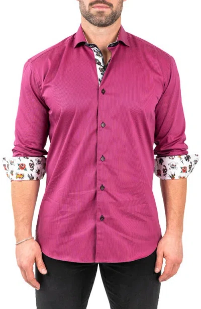 Maceoo Einstein Jacqstripes Purple Button-up Shirt