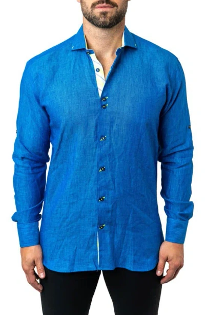 Maceoo Einstein Lenny Contemporary Fit Button-up Shirt In Blue