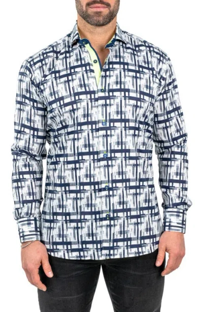 Maceoo Einstein Linear Canvas Cotton Button-up Shirt In White