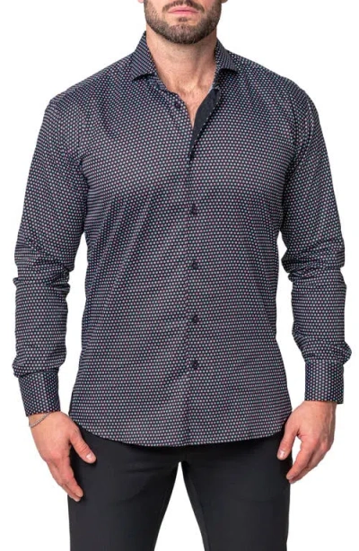 Maceoo Einstein Lolli Black Stretch Button-up Shirt In Blue