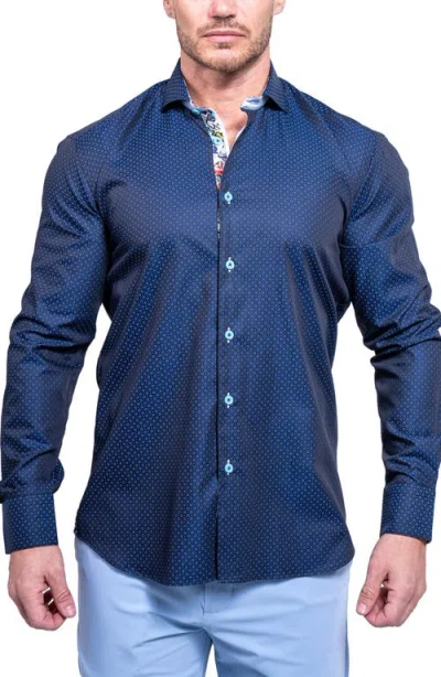 Maceoo Einstein Resistance Blue Stretch Cotton Button-up Shirt