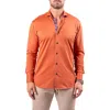 Maceoo Einstein Resistance Contemporary Fit Knit Button-up Shirt In Orange