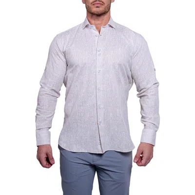 Maceoo Einstein Resistance Contemporary Fit Linen & Cotton Button-up Shirt In Gray