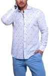 Maceoo Einstein Resistance Contemporary Fit Lizard Print Linen & Cotton Button-up Shirt