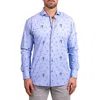Maceoo Einstein Stretch Ascension 0207 Eden Print Contemporary Fit Button-up Shirt In Blue