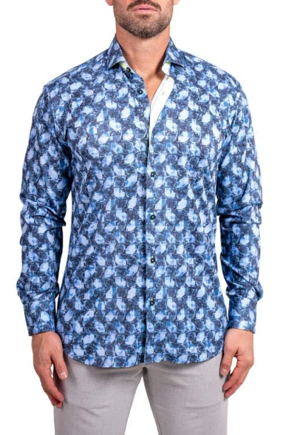 Maceoo Einstein Stretch Ascension Contemporary Fit Button-up Shirt In Blue