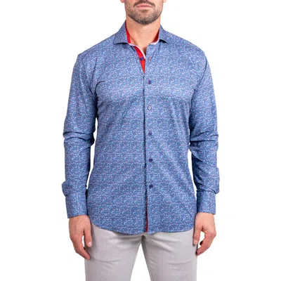 Maceoo Einstein Stretch Ascension Contemporary Fit Button-up Shirt In Blue