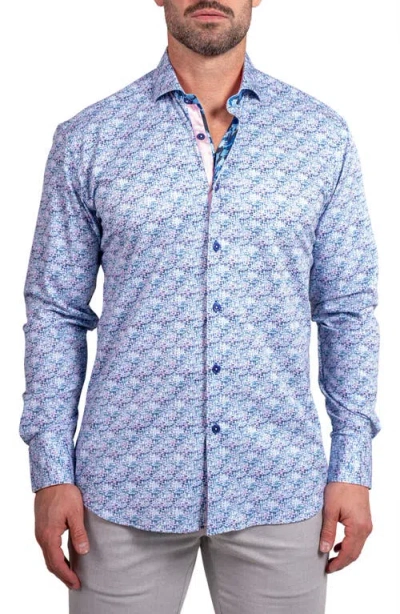 Maceoo Einstein Stretch Ascension Contemporary Fit Button-up Shirt In Blue