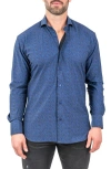 Maceoo Einstein Stretch Deep Night Button-up Shirt In Blue