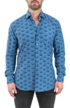 Maceoo Einstein Stretch Horizon Button-up Shirt In Blue